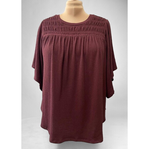 TORRID Knit Crewneck Smocked Flutter Sleeve Top, Size 2 - Picture 1 of 13